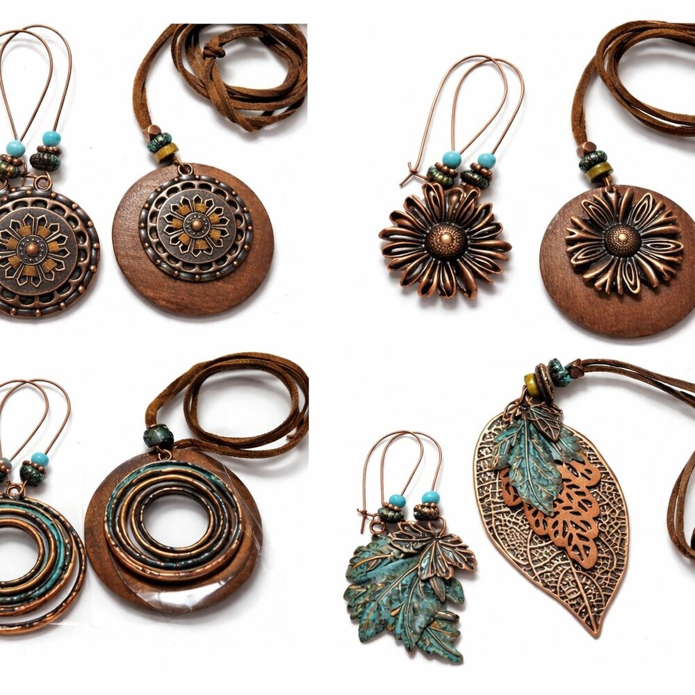 Beautiful Boho necklace & earring set choice of setting NIB